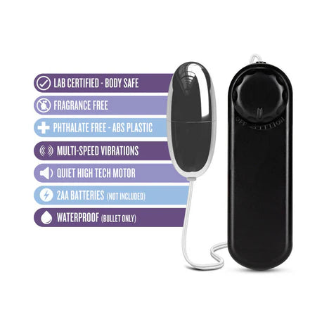 B Yours Silver Power Bullet Remote-Controlled Egg Vibrator Black