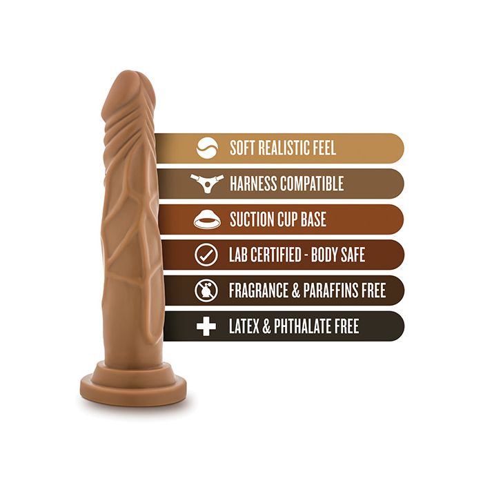 Blush Dr. Skin Realistic Cock Basic 7.5" - Mocha