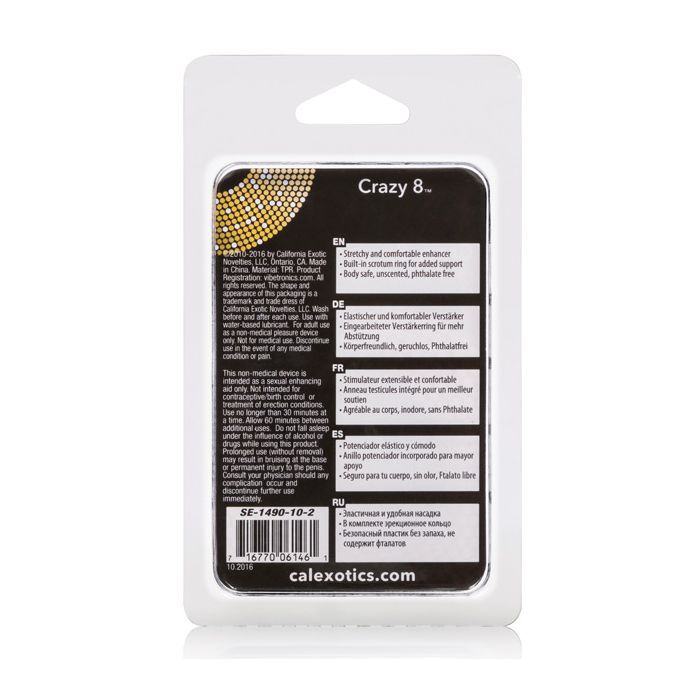 Crazy 8 Enhancer Double Cock Ring - Black