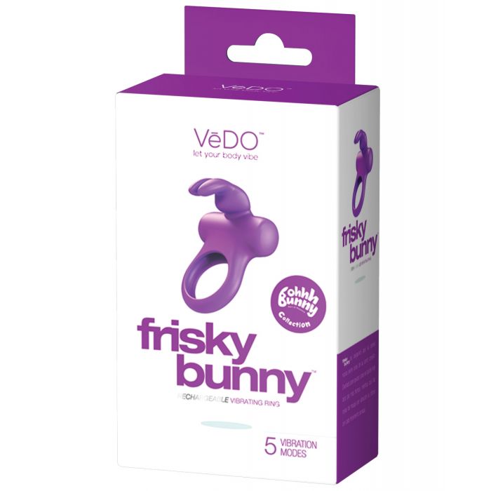 VeDO Frisky Bunny Rechargeable Vibrating Ring - Black Pearl