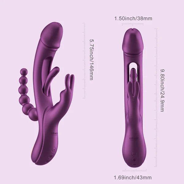 Honey Play Box Trilux Kinky Finger Rabbit Vibrator with Anal Beads Purple